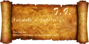 Talabér Iván névjegykártya